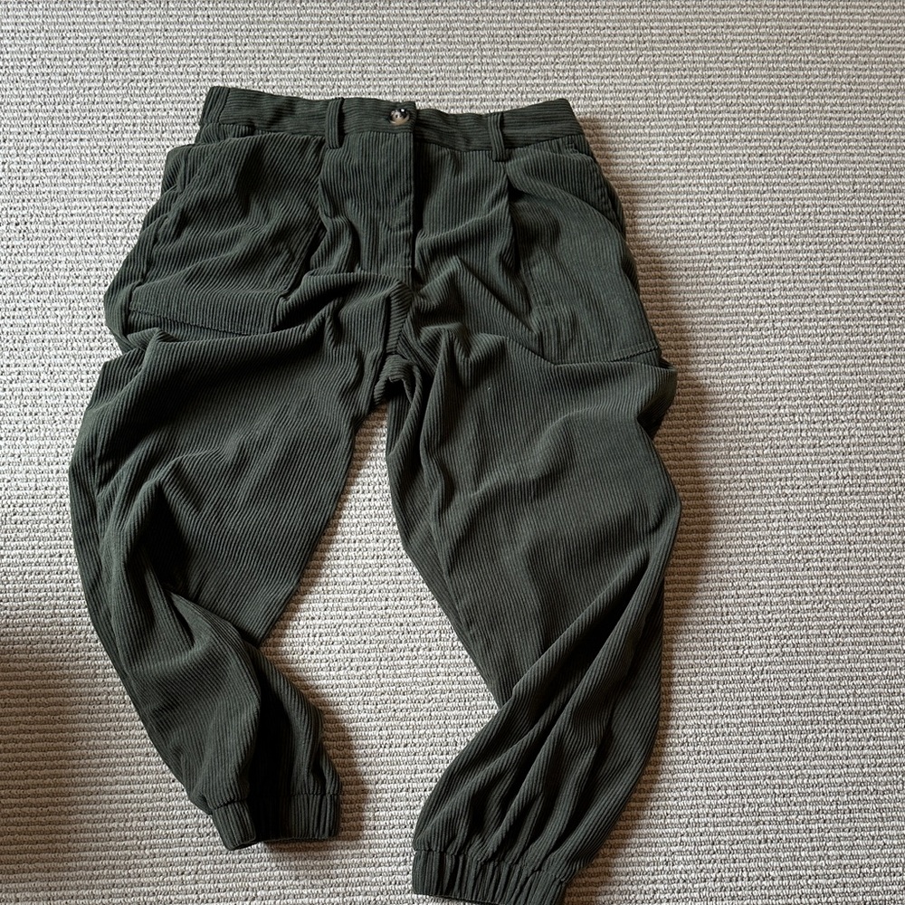 Women’s Dark Green Corduroy Jogger Pants